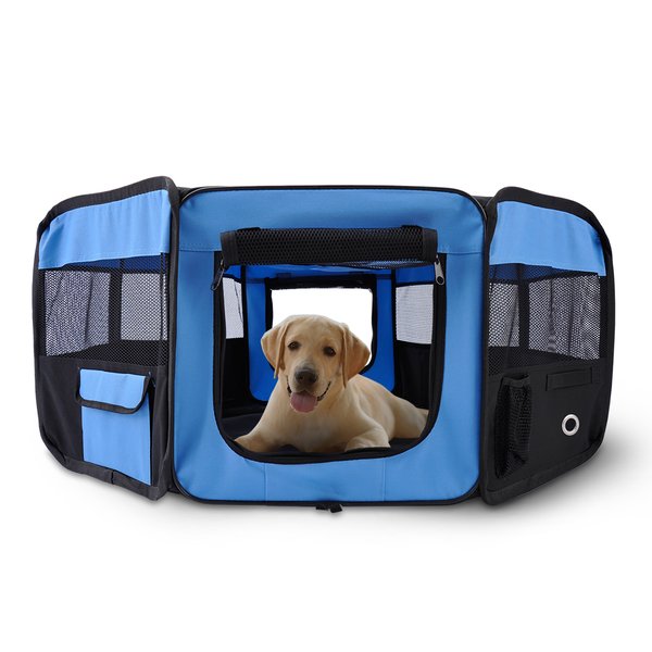 37cmx37cmx95 Cm. Fabric Pet Dog Playpen Crate - Blue/Black