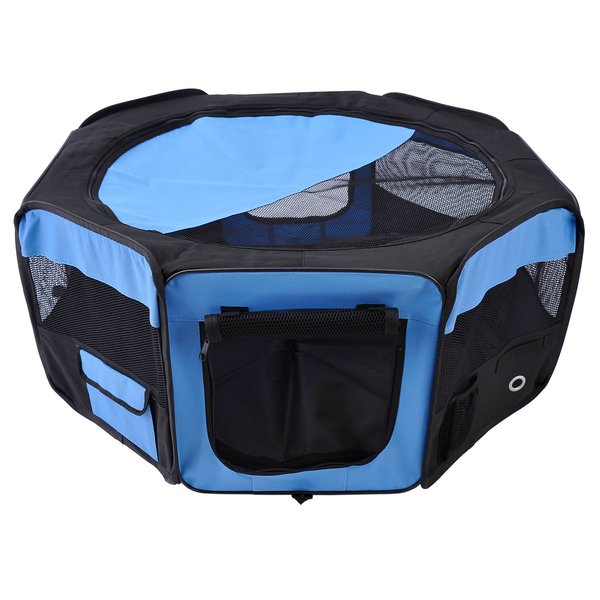 37cmx37cmx95 Cm. Fabric Pet Dog Playpen Crate - Blue/Black