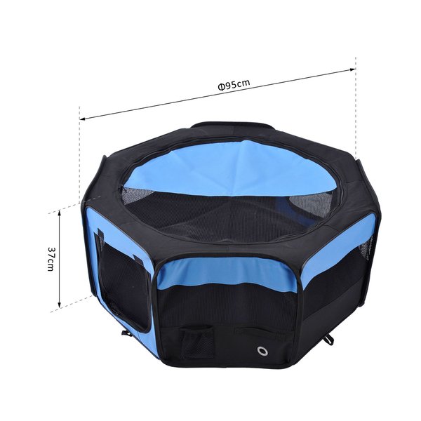 37cmx37cmx95 Cm. Fabric Pet Dog Playpen Crate - Blue/Black