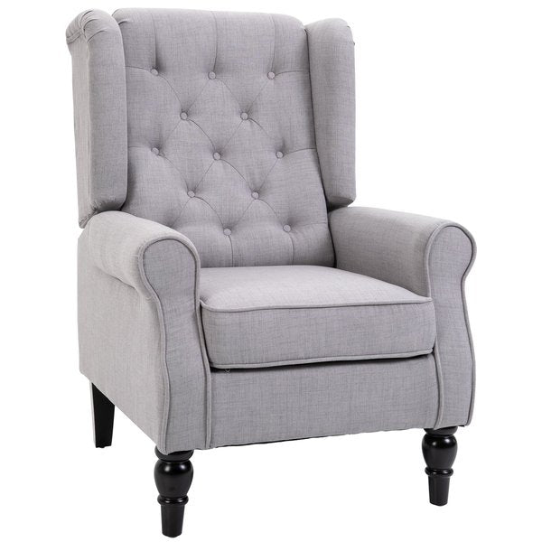 Fabric Tufted Accent Armchair Sofa Studio Couch Grey