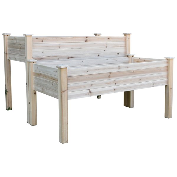 2 PCS Fir Wood Raised Planter Flower Bed