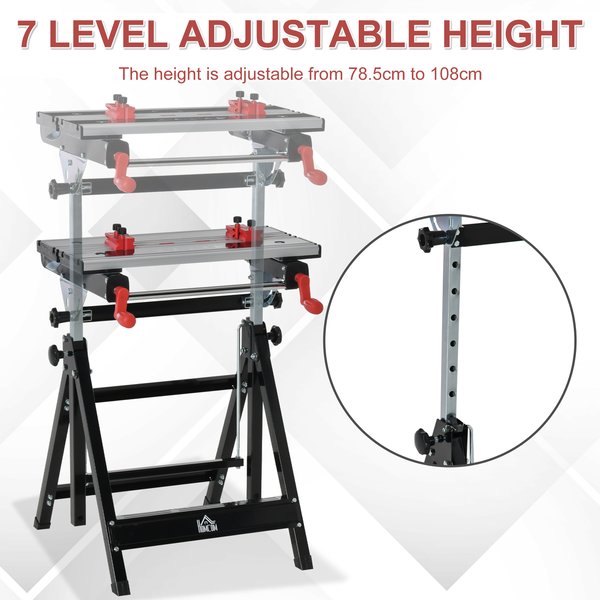 Foldable Work Bench Tool Stand Saw Table Adjustable Height