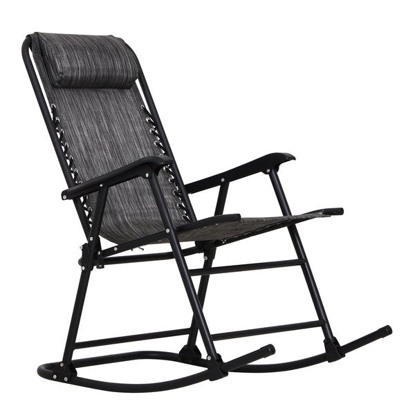 Folding Rocking Chair  W/ Headrest - Grey