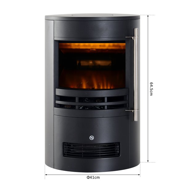 Freestanding Electric Fireplace Heater W/ Thermostat Control, 1000W/2000W - Black