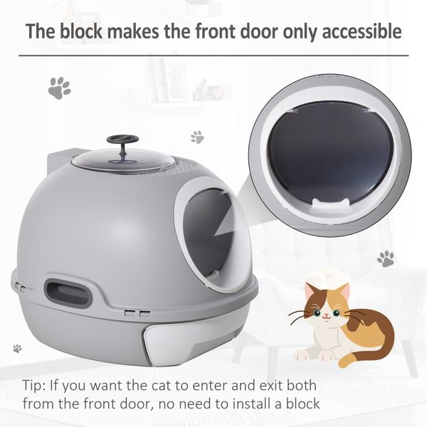 Futuristic Capsule-Shaped Cat Litter Box W/ 2 Doors Scoop Drawer