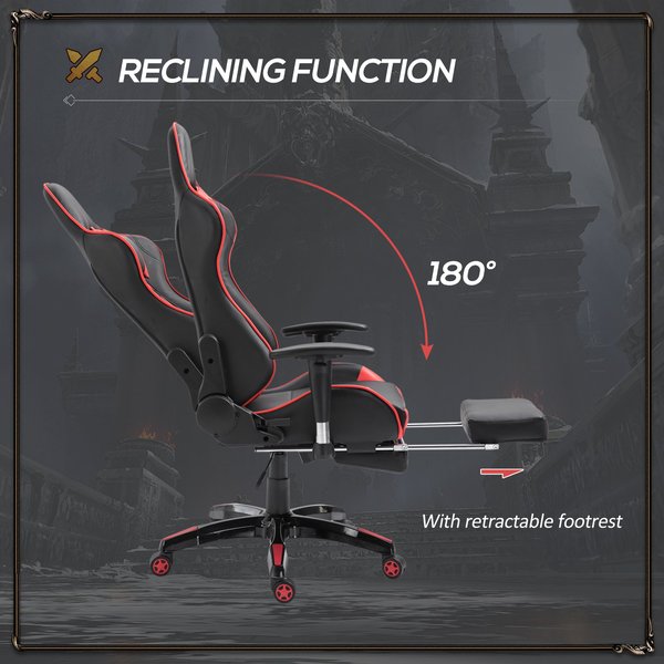 Gaming Executive Office Chair, PU Leather- Black/Red