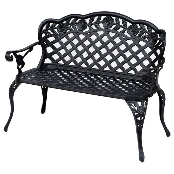 Garden Bench, Cast Aluminium - Black