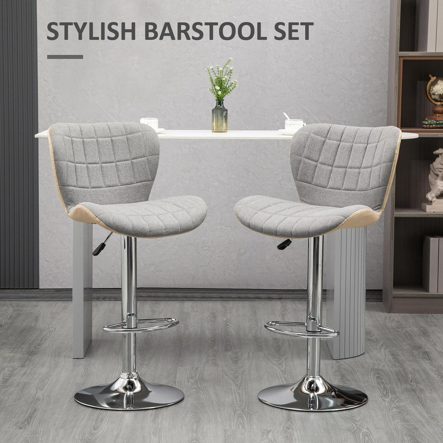 Breakfast Bar Stools Set Of 2 - Light Grey