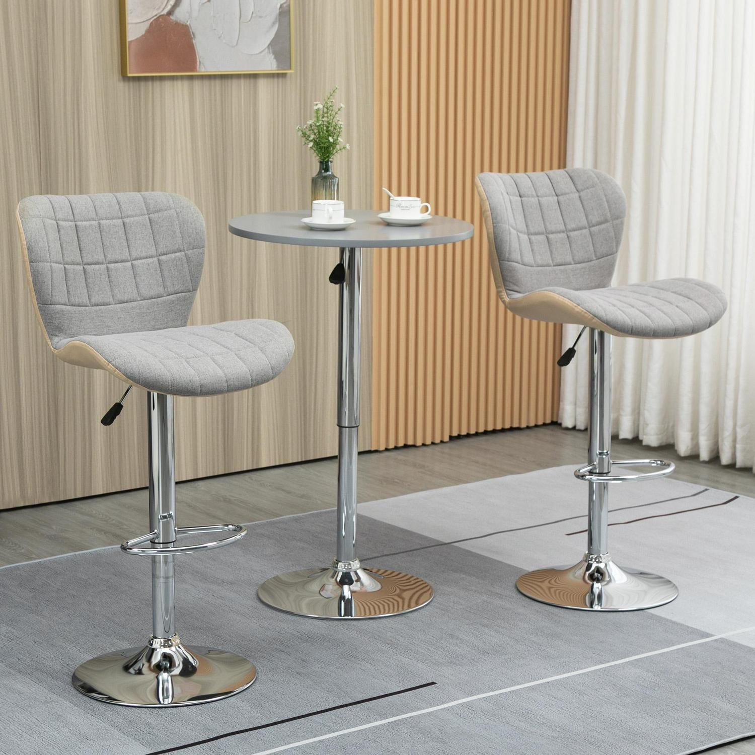 Breakfast Bar Stools Set Of 2 - Light Grey