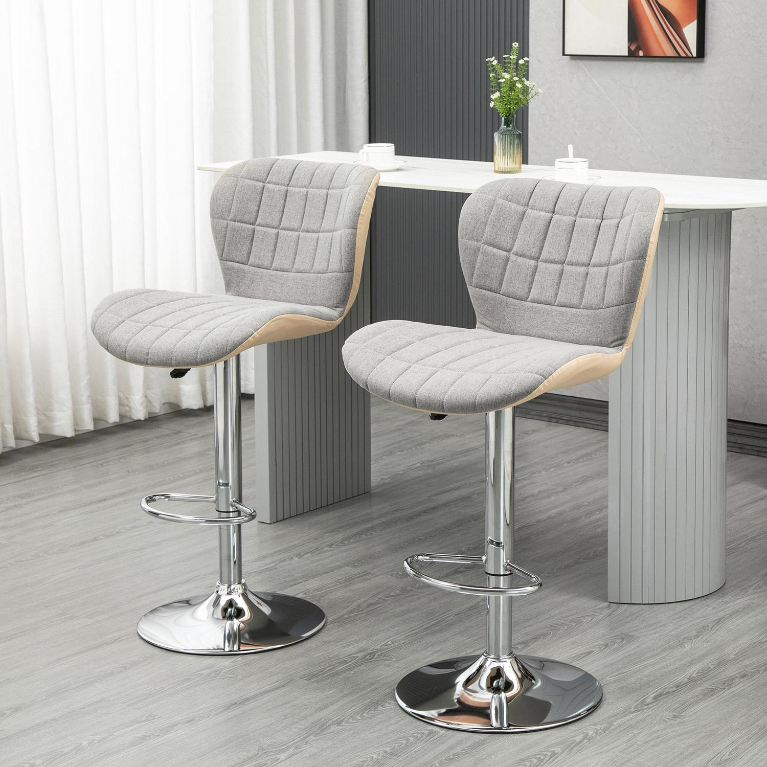 Breakfast Bar Stools Set Of 2 - Light Grey