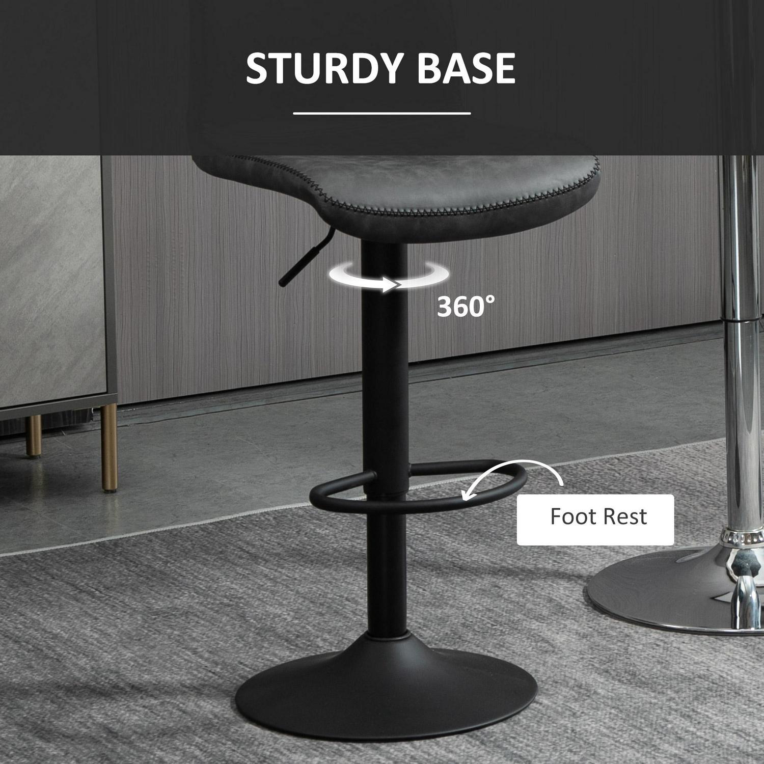 Set Of 2 Breakfast Leather Bar Stool - Grey