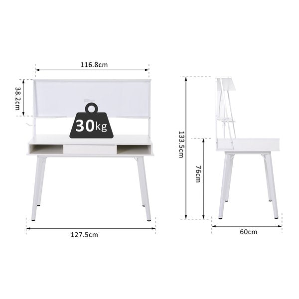 Heavy Duty Office Computer Desk w/Whiteboard MDF- White