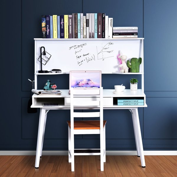 Heavy Duty Office Computer Desk w/Whiteboard MDF- White