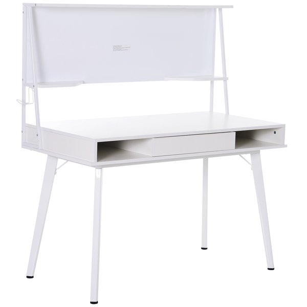 Heavy Duty Office Computer Desk w/Whiteboard MDF- White