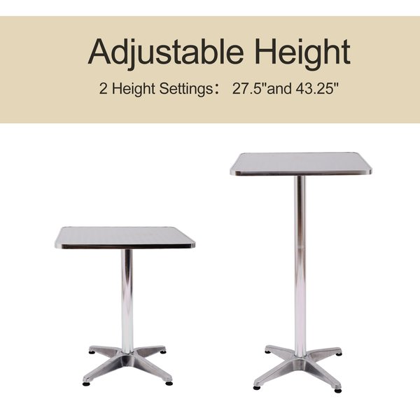 Height Adjustable Square Bar Table 60x60 Cm
