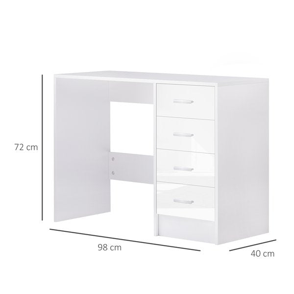 High Gloss 4 Drawers Table- White