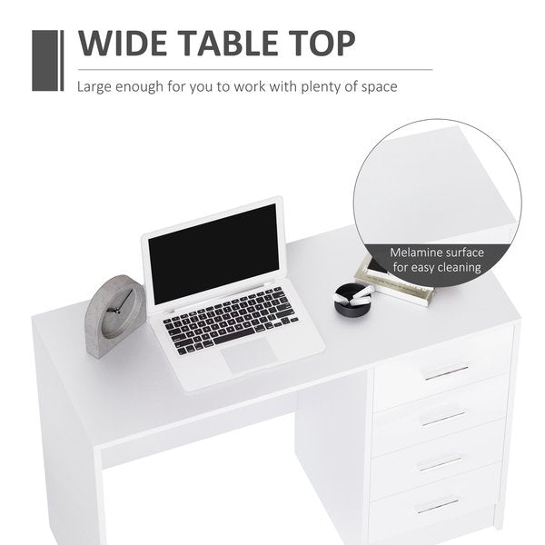 High Gloss 4 Drawers Table- White