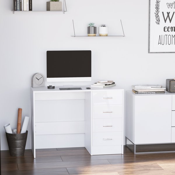 High Gloss 4 Drawers Table- White