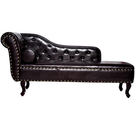 Vintage Style PU Leather Chaise Lounge - Dark Brown