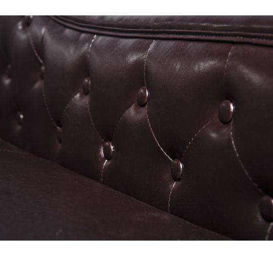 Vintage Style PU Leather Chaise Lounge - Dark Brown