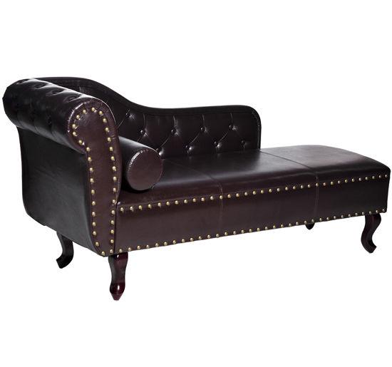 Vintage Style PU Leather Chaise Lounge - Dark Brown