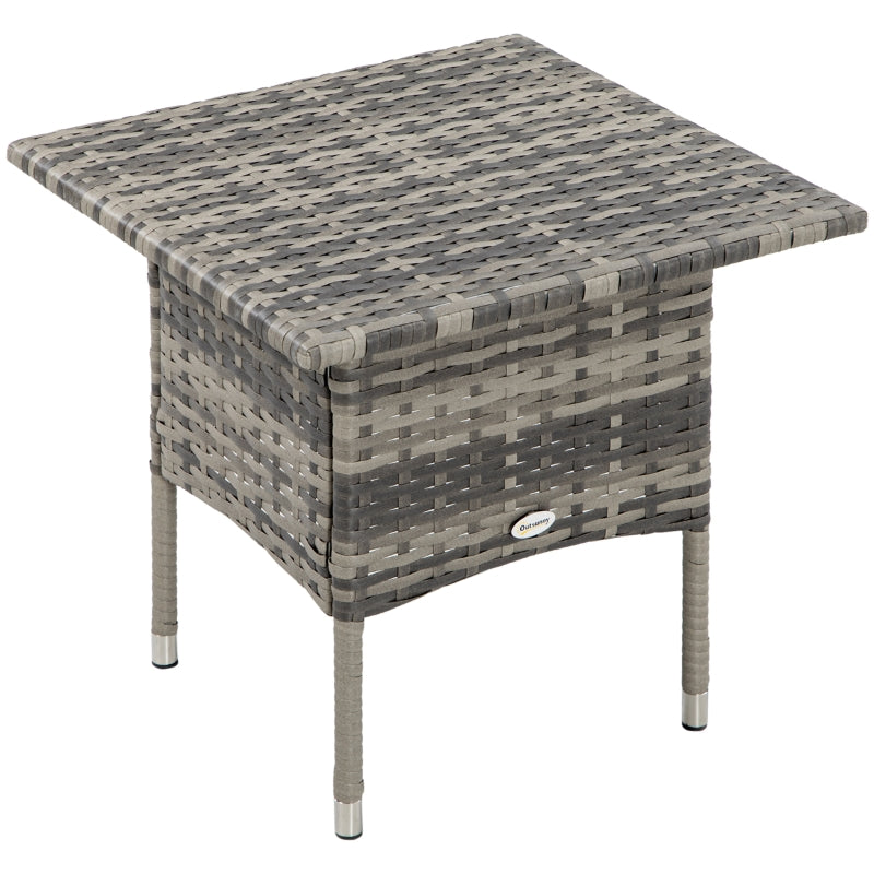 Rattan Side Table- Mixed Grey