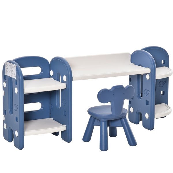 Kids Adjustable And Chair Set 2 Piece Blue White For 1-4 Years Old