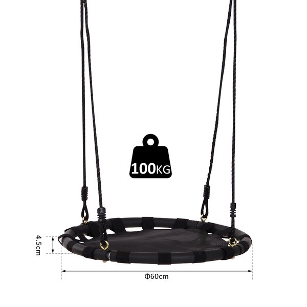 60x3.5H Cm. Kids Garden Swing For Tree - Black