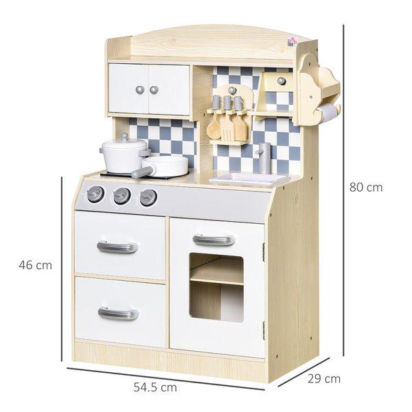 Kids Kitchen Play Cooking Toy Set W/ Sink, Bench For 3-6 Years Old