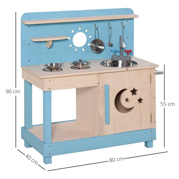 Kids Kitchen Playset With Pretend Pots And Pans