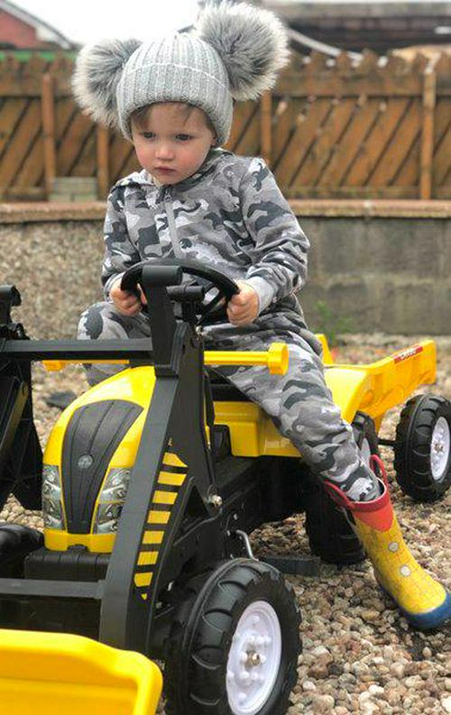 Kids Pedal Go Kart Excavator - Yellow