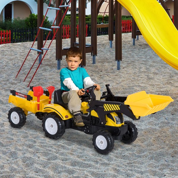 Kids Pedal Go Kart Excavator - Yellow