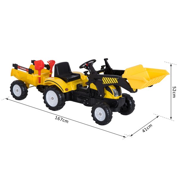 Kids Pedal Go Kart Excavator - Yellow