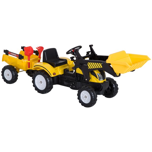 Kids Pedal Go Kart Excavator - Yellow