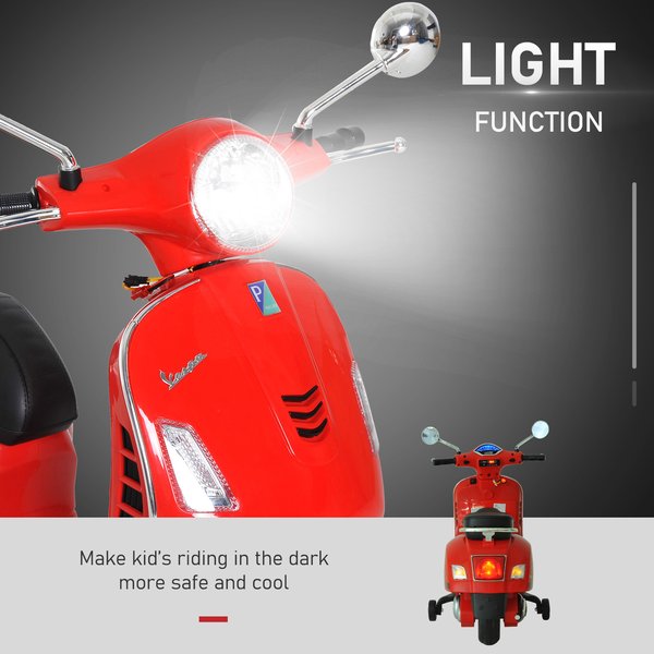 Kids Ride-On Motorcycle W/ LED Lights, 6V - Red