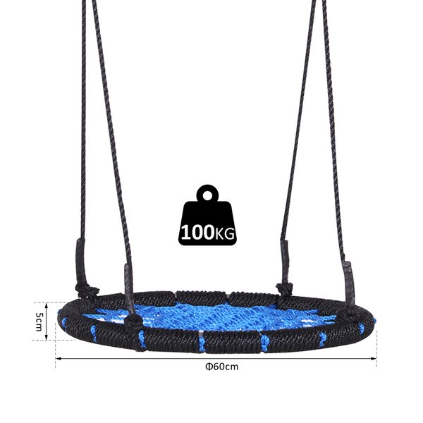 60x5H Cm. Kids Spider Web Swing -Black/Blue