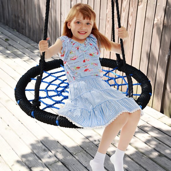 60x5H Cm. Kids Spider Web Swing -Black/Blue