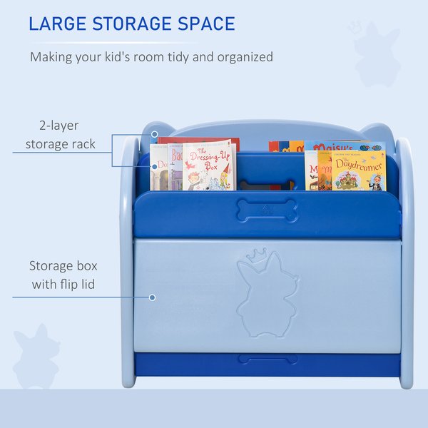 Kids Toy Storage Organizer Bookshelf Unit With 2-layer Rack - Blue