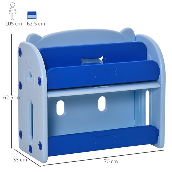 Kids Toy Storage Organizer Bookshelf Unit With 2-layer Rack - Blue