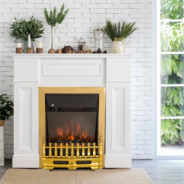 LED Flame Electric Fire Place - Golden