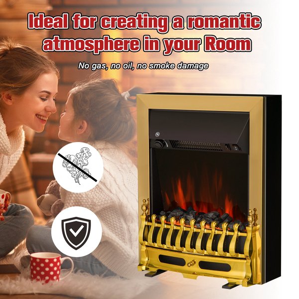 LED Flame Electric Fire Place - Golden