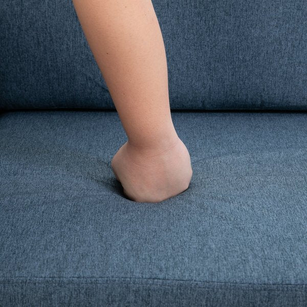 Linen Upholstery 2-Seater Sofa Floor Living Room Furniture W/ Armrest Wooden Legs Blue