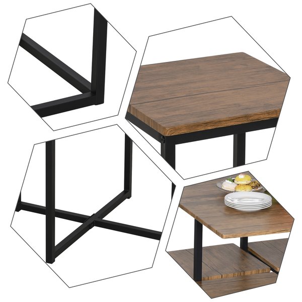 Topped Steel 5-Piece Dining Set Table With 4 Stools - Black/Brown