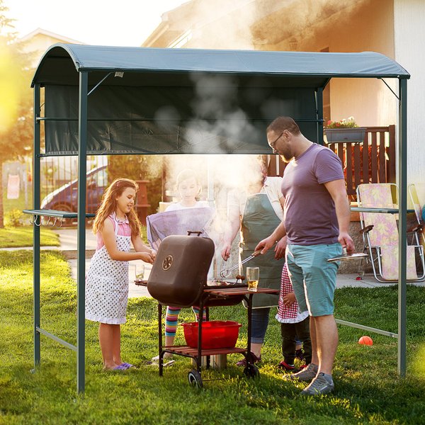 Metal Frame Outdoor BBQ Canopy - Grey