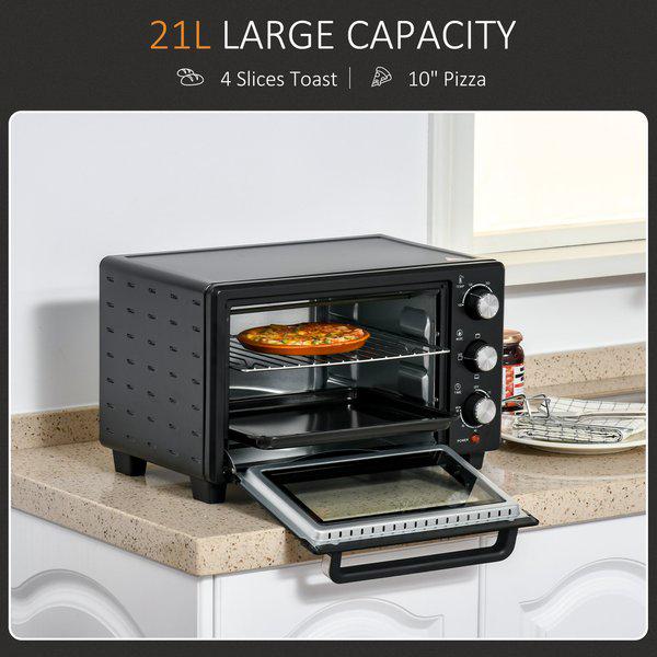 Mini Oven 21L Countertop Electric Toaster W/ Adjustable Temperature Timer