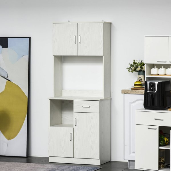 Modern Kitchen Pantry Cupboard Storage Cabinet W/ Drawer And Shelves