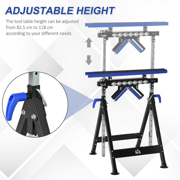 Multi-Function Workbench Ball Support Stand Roller Trestle, Height Adjustable