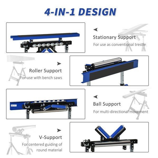 Multi-Function Workbench Ball Support Stand Roller Trestle, Height Adjustable