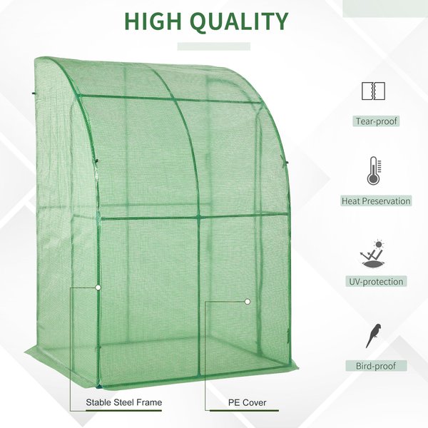 Outdoor Medium Plant Green House W/Zippered Doors Strong Cover 143x118x212cm