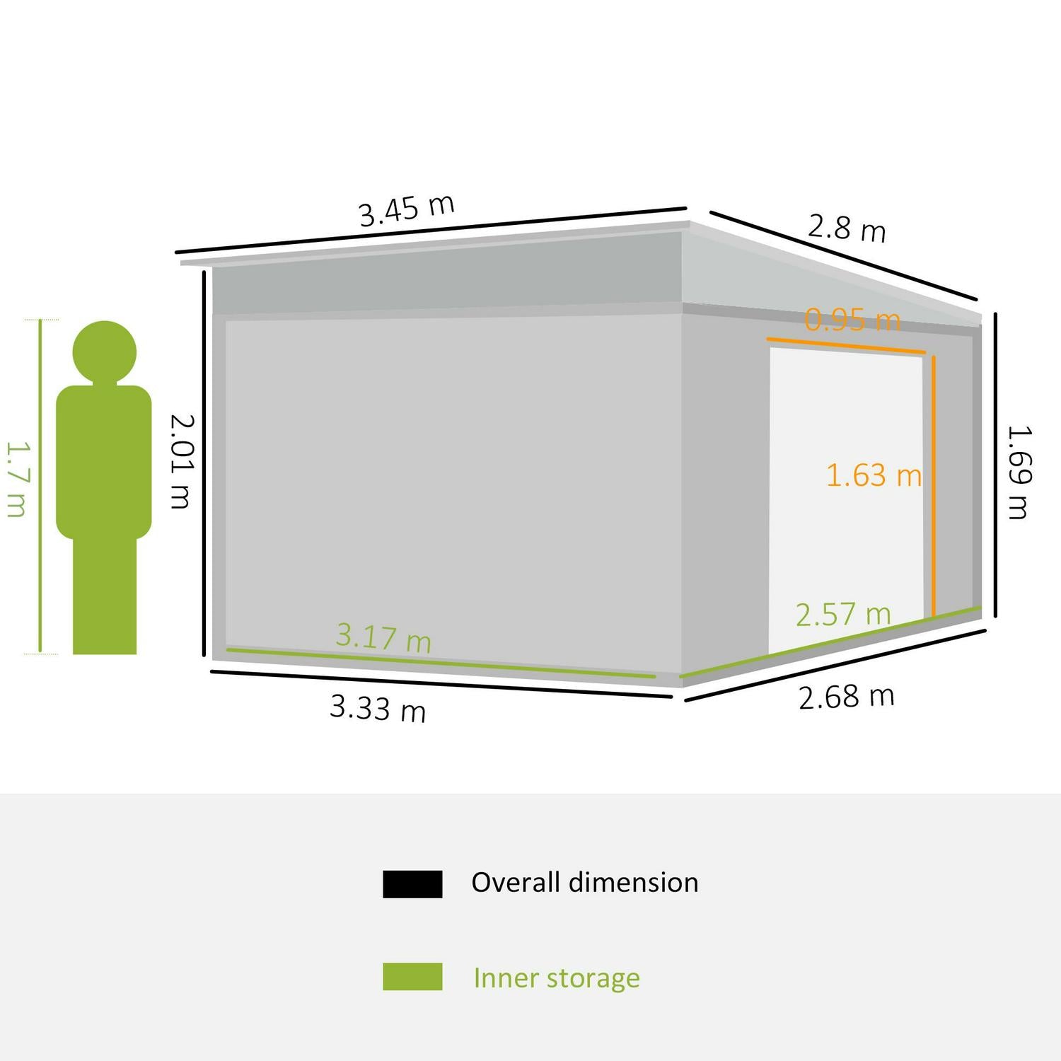 Steel Garden Storage Shed Outdoor Metal Tool House With Double Sliding Doors And 2 Air Vents, Grey 11.3 X 9.2ft